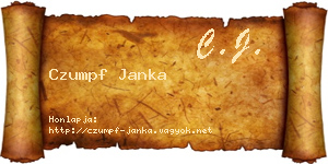 Czumpf Janka névjegykártya